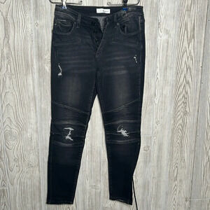 Kancan Black Jeans biker style fly buttons distressed size 11/29